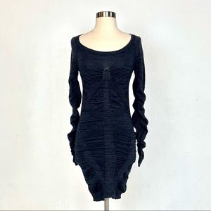 ALL SAINTS Vikrama metallic knit Bandage Long Sleeve Black Bodycon Dress Size 4